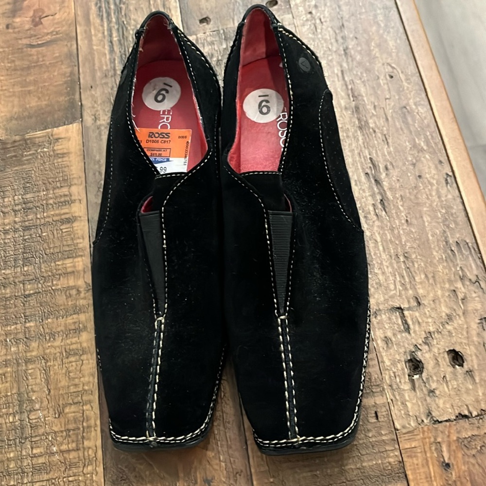 Slide-on suede shoes